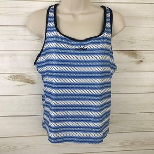 Adidas Athletic Racerback Tank Blue Stripe XL